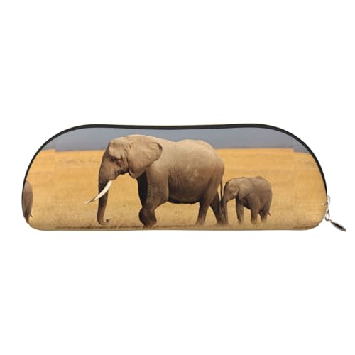 JCAKES Afrikanischer Elefant Leder Federmäppchen Federtasche für Mädchen Federmäppchen Jungen Federtaschen Kleine Federbox Personalisierte Federmäppchen Kosmetiktaschen, gold, Einheitsgröße, von JCAKES