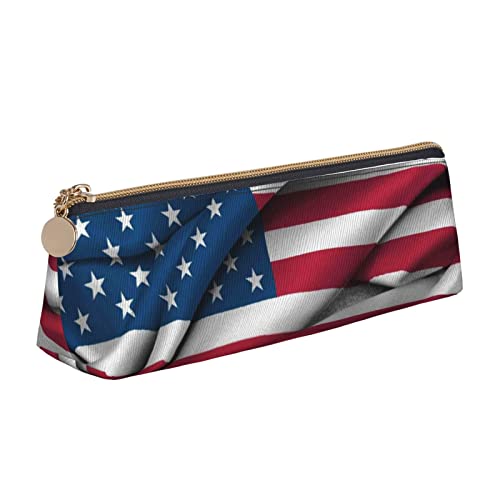 JCAKES Amerikanische Flagge Leder Dreieck Bleistift Fall Dreieck Leder Schreibwaren Organizer Bleistift Fällen Aufbewahrungstasche Kosmetiktasche, weiß, Einheitsgröße, Taschen-Organizer von JCAKES