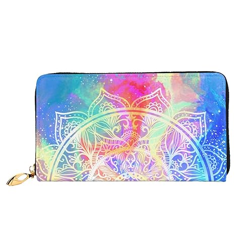 JCAKES Aquarell-Mandala-Ledergeldbörsen für Männer Geldbörsen für Männer Reisebrieftasche Frauen Geldbörsen Brieftasche Kartenhalter, Schwarz , Einheitsgröße, Modern von JCAKES