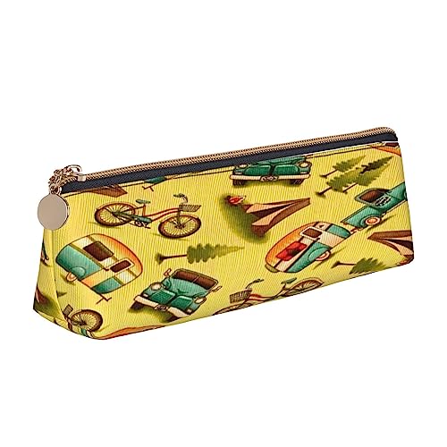 JCAKES Auto und Fahrrad Leder Dreieck Federmäppchen Dreieckige Leder Schreibwaren Organizer Federmäppchen Aufbewahrungstasche Kosmetiktasche, weiß, Einheitsgröße, Taschen-Organizer von JCAKES