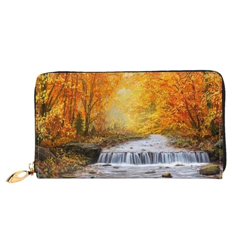 JCAKES Autumn River Park Ledergeldbörse Herren Geldbörsen Frauen Geldbörsen Reisebrieftasche Brieftaschen für Männer Geldbörse für Frauen Herren Ledergeldbörse Personalisierte Geldbörsen für Männer, von JCAKES