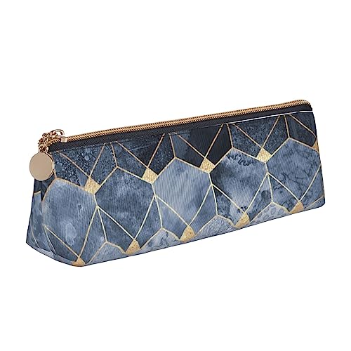 JCAKES Blue Hexagons and Diamonds Leather Triangle Pencil Case Triangular Leather Stationery Organizer Pencil Cases Storage Bag Cosmetic Bag, weiß, Einheitsgröße, Taschen-Organizer von JCAKES