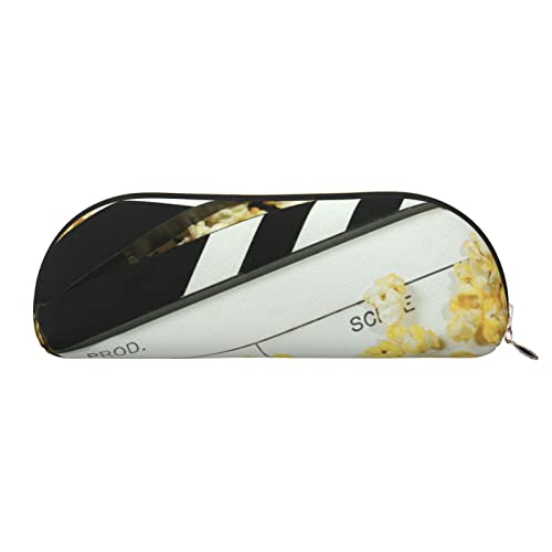 JCAKES Cinema Clapboard and Popcorn Leder Federmäppchen Mäppchen Federtasche für Mädchen Federtaschen Jungen Federtaschen Kleine Federbox Personalisierte Federmäppchen Kosmetiktaschen, gold, von JCAKES