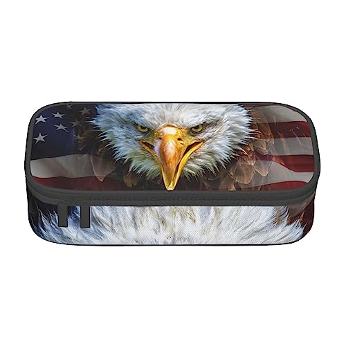 JCAKES Federmäppchen Groß, American Bald Eagle Big Capacity Pencilcase with Compartments, Pencil Pen Case Bag, Pencil Pouch for Girls Boys, Schwarz , Einheitsgröße, Taschen-Organizer von JCAKES