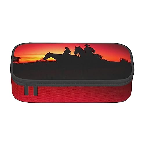 JCAKES Federmäppchen Groß, Texas Cowboy Big Capacity Pencilcase mit Fächern, Federmäppchen Tasche, Federmäppchen für Mädchen Jungen, Schwarz , Einheitsgröße, Taschen-Organizer von JCAKES