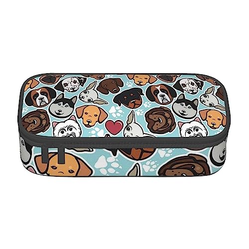 JCAKES Federmäppchen groß, niedlicher Hund, große Kapazität, Federmäppchen mit Fächern, Federmäppchen für Mädchen und Jungen, Schwarz , Einheitsgröße, Taschen-Organizer von JCAKES