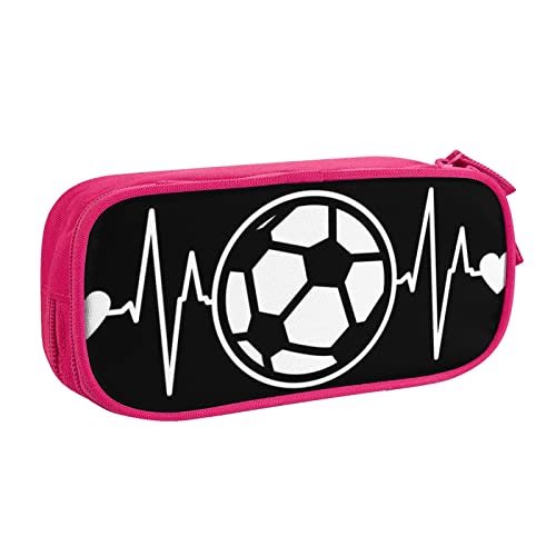 JCAKES Federmäppchen mit großem Fassungsvermögen, Motiv: I Love Soccer Bleistifttasche, Schreibwaren-Beutel, Organizer mit Fach, für Mädchen und Jungen, schwarz, blau, rosa, rose, Einheitsgröße, von JCAKES