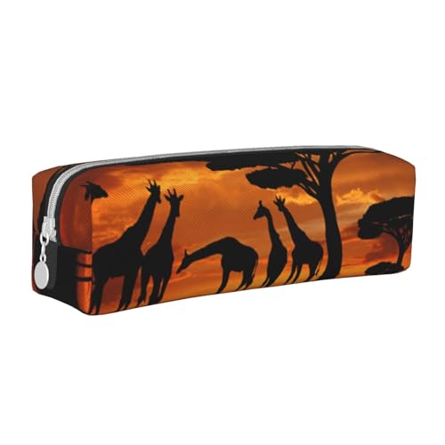 JCAKES Frohe Weihnachten Leder Federmäppchen Personalisierte Federmäppchen Mäppchen für Mädchen Federmäppchen Jungen Aufbewahrungstasche Kosmetiktasche Klein Federmäppchen, Giraffe unter dem Baum in von JCAKES