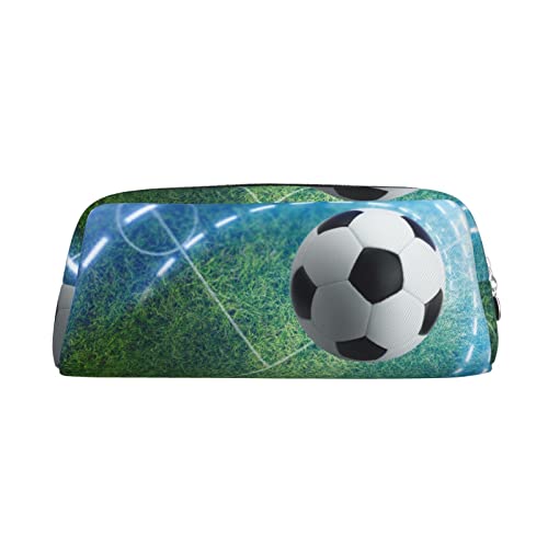 JCAKES Fußball Sport Ball Leder Federmäppchen Federmäppchen für Mädchen Federmäppchen Jungen Klein Federmäppchen Personalisierte Federmäppchen Aufbewahrungstasche Kosmetiktasche, silber, von JCAKES