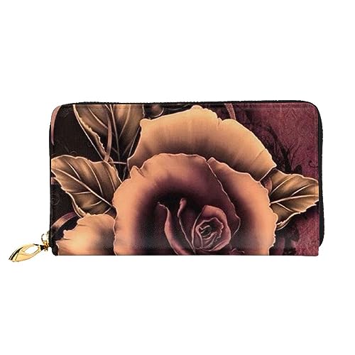 JCAKES Geldbörse Frauen, Lange Leder Reißverschluss Geldbörse Karte Telefon Halter Fall Frauen Kupplung Münze Organizer Brieftasche Gothic Rose, Schwarz , Einheitsgröße von JCAKES