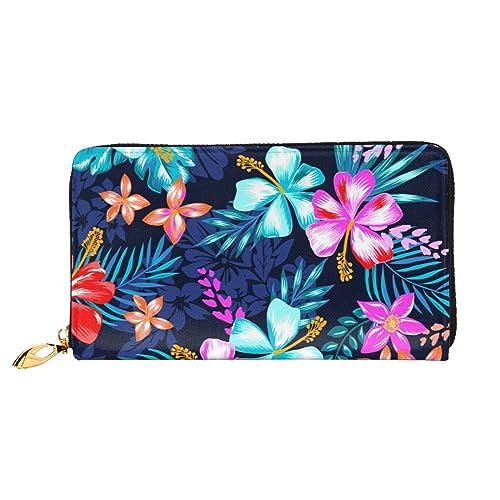 JCAKES Geldbörse Frauen, Lange Leder Reißverschluss Geldbörse Karte Telefon Halter Fall frauen Kupplung Münze Organizer Brieftasche Floral Blau, Schwarz , Einheitsgröße von JCAKES