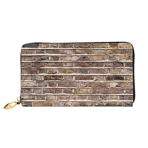 JCAKES Geldbörse Frauen, Lange Leder Reißverschluss Geldbörse Karte Telefon Halter Fall frauen Kupplung Münze Organizer Brieftasche Ziegelwand, Schwarz , Einheitsgröße von JCAKES