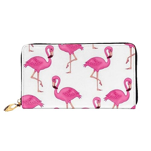 JCAKES Geldbörse für Damen, mit Reißverschluss, lang, Leder, Geldbörse, Clutch, Rosa Flamingo, Schwarz , Einheitsgröße von JCAKES