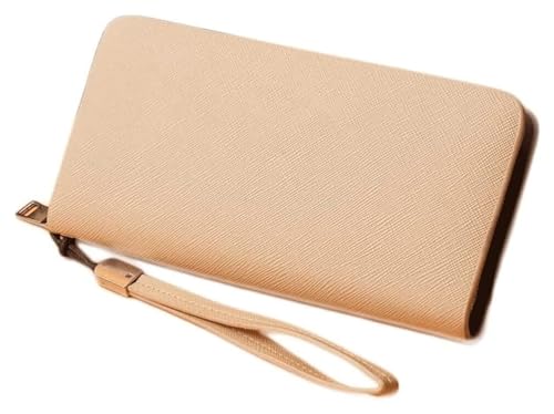 JCAKES Geldbörsen Brieftasche Damen Ledergeldbörse Einfach Große Kapazität Kartenhalter Schlanke Münzgeldbörsen 8 Kartenfächer Herren Münzfach Reißfest Einfach (Color : Beige-with Bracelet) von JCAKES