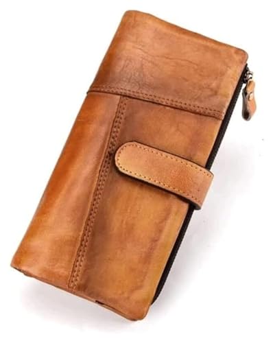 JCAKES Geldbörsen Brieftasche Ledergeldbörse Herren Bifold Münzfach mit Reißverschluss Null Münzgeldbörsen Bargeld Multi-Kartenhalter Lässiger Kartenhalter Einfach (Color : Brown, Size : 9x11cm) von JCAKES