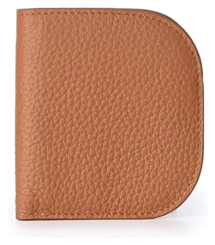 JCAKES Geldbörsen Brieftasche Neue Damen-Geldbörse aus Leder, schlank, einfach, Kartenhalter, tragbare Schnalle, Münzgeldbörsen, 6 Kartenfächer, reißfest Einfach (Color : Light Brown) von JCAKES