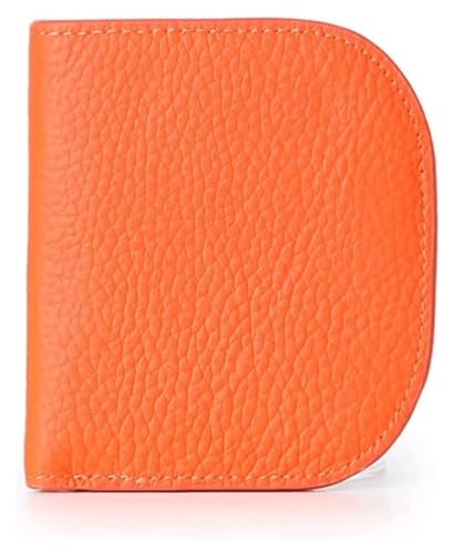 JCAKES Geldbörsen Brieftasche Neue Damen-Geldbörse aus Leder, schlank, einfach, Kartenhalter, tragbare Schnalle, Münzgeldbörsen, 6 Kartenfächer, reißfest Einfach (Color : Orange) von JCAKES