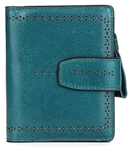 JCAKES Geldbörsen Brieftasche Neue Leder-Geldbörse Bifold Kurzverschluss Kartenhalter Große Kapazität Reißverschluss Münzfach Unisex Reißfest Einfach (Color : Blue, Size : 9.5x11.5cm) von JCAKES