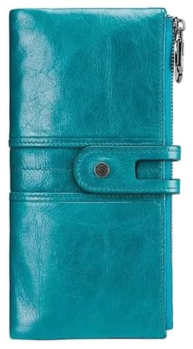 JCAKES Geldbörsen Brieftasche Neue Lederbrieftasche Herren Langer Kartenhalter Damen Retro Große Kapazität Münzgeldbörsen Klassische Münztasche Reißfest Einfach (Color : Blue, Size : 19.5x9.5cm) von JCAKES