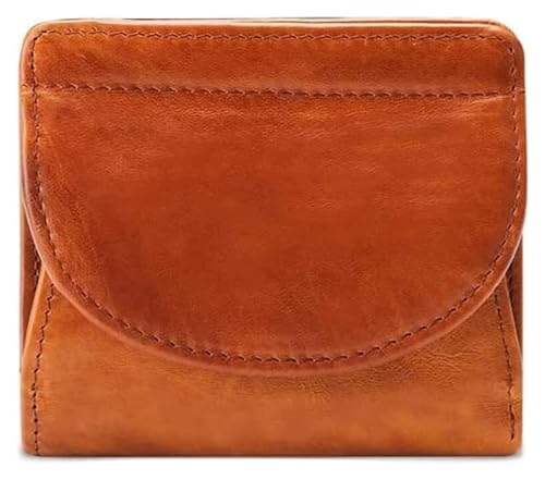 JCAKES Geldbörsen Geldbörse Damen Ledergeldbörse Tragbarer RFID-Kartenhalter Bifold Kurze Münzgeldbörsen Unisex Münzfach Reißfest Einfach (Color : Brown, Size : 3.7 * 4.1in) von JCAKES