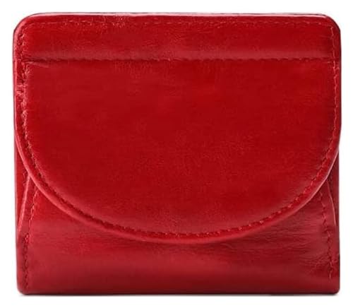 JCAKES Geldbörsen Geldbörse Damen Ledergeldbörse Tragbarer RFID-Kartenhalter Bifold Kurze Münzgeldbörsen Unisex Münzfach Reißfest Einfach (Color : Red, Size : 3.7 * 4.1in) von JCAKES