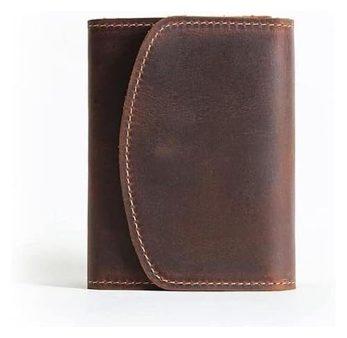 JCAKES Geldbörsen Geldbörse Kleines Leder Portemonnaie Vintage Kurzer Kartenhalter Unisex mit Reißverschluss Münzbörsen for Münzen und Karten Reißfest Einfach (Color : Brown, Size : 9x10.2cm) von JCAKES