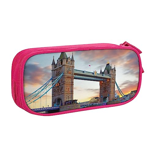 JCAKES Großes Federmäppchen für Jungen und Mädchen, Historische Old Tower Bridge London Schreibwaren Stiftetasche Bleistifttasche Federmäppchen Große Kapazität Federmäppchen Doppelschicht, rose, von JCAKES