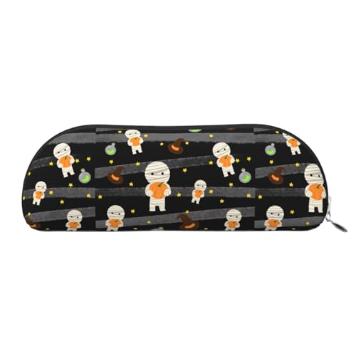 JCAKES Halloween Leder Federmäppchen Federmäppchen für Mädchen Mäppchen Jungen Federtaschen Kleine Federbox Personalisierte Federmäppchen Kosmetiktaschen, silber, Einheitsgröße, Taschen-Organizer von JCAKES