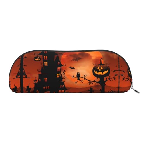 JCAKES Happy Halloween Leder Federmäppchen Mäppchen Federtasche für Mädchen Mäppchen Jungen Federtaschen Kleine Federbox Personalisierte Federmäppchen Kosmetiktaschen, silber, Einheitsgröße, von JCAKES