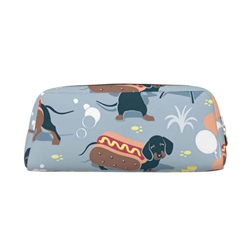 JCAKES Hot Dogs and Lemonade Leder Federmäppchen Mäppchen Federtasche für Mädchen Mäppchen Jungen Klein Federmäppchen Personalisiert Federmäppchen Aufbewahrungstasche Kosmetiktasche, gold, von JCAKES