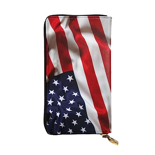 JCAKES Leder Lange Tasche Brieftasche Amerikanische Flagge Karte Brieftasche Leder Brieftaschen Reise Brieftasche Brieftaschen, Kartenetuis & Geld Organisatoren, Schwarz , Einheitsgröße, Modern von JCAKES