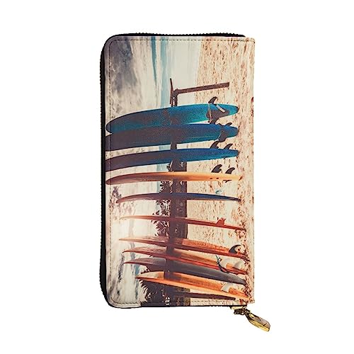 JCAKES Leder Lange Tasche Brieftasche Boards On The Beach Card Wallet Leder Brieftaschen Reise Brieftasche Brieftaschen, Kartenetuis & Geld Organizer, Schwarz , Einheitsgröße, Modern von JCAKES