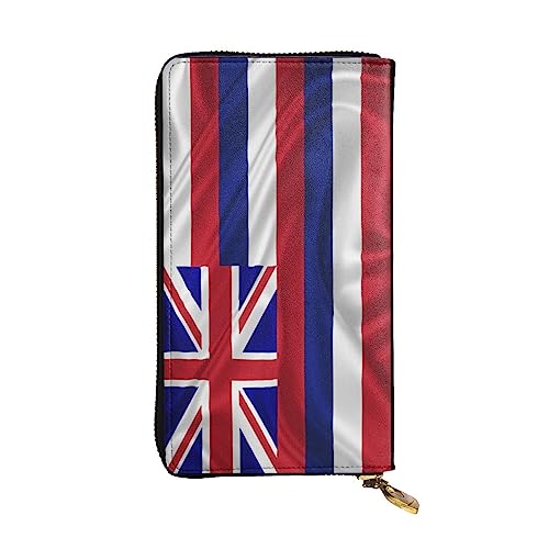 JCAKES Leder Lange Tasche Brieftasche Flagge von Hawaii Amerikanische Karte Brieftasche Leder Brieftaschen Reise Brieftasche Brieftaschen, Kartenetuis & Geld Organizer, Schwarz , Einheitsgröße, Modern von JCAKES