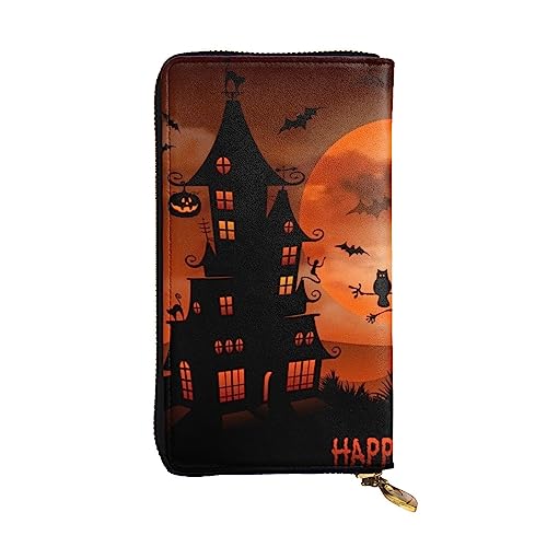 JCAKES Leder Lange Tasche Brieftasche Happy Halloween Karte Brieftasche Leder Brieftaschen Reise Brieftasche Brieftaschen, Kartenetuis & Geld Organisatoren, Schwarz , Einheitsgröße, Modern von JCAKES