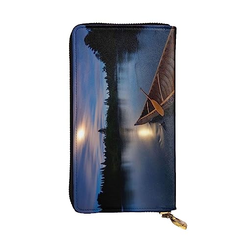 JCAKES Leder Lange Tasche Brieftasche Moonlit River Card Wallet Leder Brieftaschen Reise Brieftasche Brieftaschen, Kartenetuis & Geld Organisatoren, Schwarz , Einheitsgröße, Modern von JCAKES