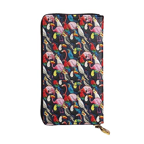 JCAKES Leder Lange Tasche Brieftasche Tropische Wilde Flamingo Karte Brieftasche Leder Brieftaschen Reise Brieftasche Brieftaschen, Kartenetuis & Geld Organisatoren, Schwarz , Einheitsgröße, Modern von JCAKES