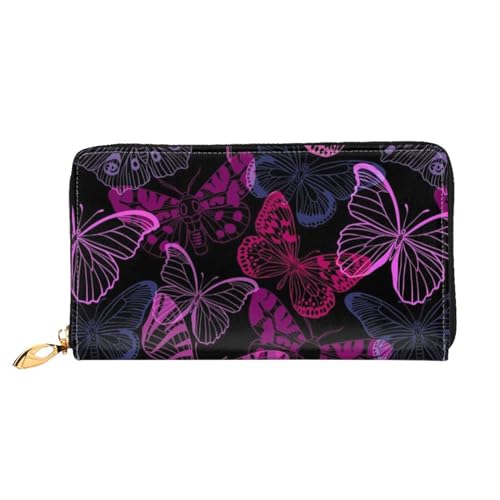 JCAKES Ledergeldbörse für Damen, lange Geldbörse, Reißverschluss, Handy-Kartenhalter, Kreditkartenetui, Münzorganizer, Geldbörse, Clutch, Taschen für Damen und Herren, Blumen und Schmetterling, rosa von JCAKES