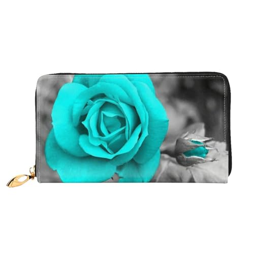 JCAKES Ledergeldbörse für Damen, lange Geldbörse, Reißverschluss, Handy-Kartenhalter, Kreditkartenetui, Münzorganizer, Geldbörse, Clutch, Taschen für Damen und Herren, Weihnachtsbild, blau/rosa, von JCAKES