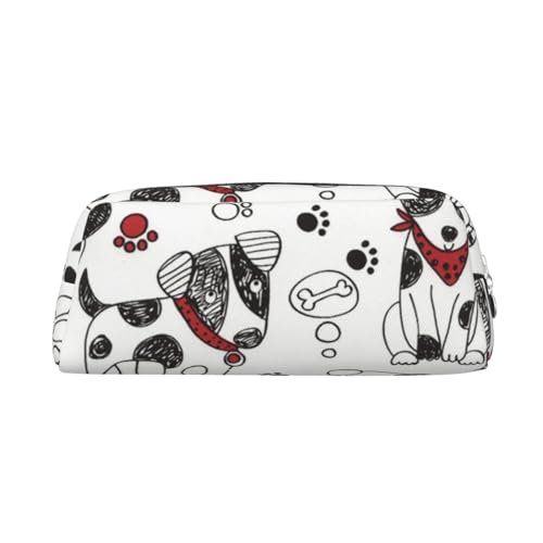 JCAKES Lovely Dogs and Paw Leder Federmäppchen Mäppchen Federtasche für Mädchen Mäppchen Jungen Klein Federmäppchen Personalisierte Federmäppchen Aufbewahrungstasche Kosmetiktasche, silber, von JCAKES