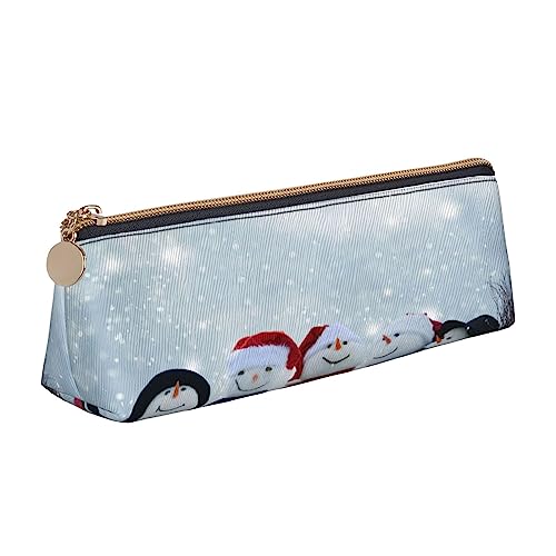 JCAKES Merry Christmas Snowing Leder Dreieck Federmäppchen Dreieck Leder Schreibwaren Organizer Federmäppchen Aufbewahrungstasche Kosmetiktasche, weiß, Einheitsgröße, Taschen-Organizer von JCAKES