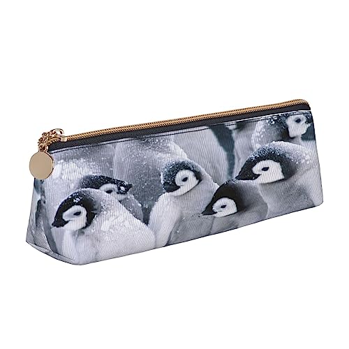 JCAKES Nette Pinguin Leder Dreieck Bleistift Fall Dreieck Leder Schreibwaren Organizer Bleistift Fällen Aufbewahrungstasche Kosmetiktasche, weiß, Einheitsgröße, Taschen-Organizer von JCAKES