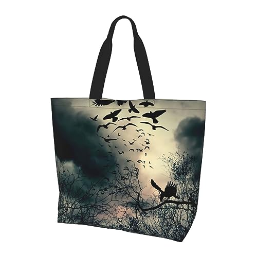 JCAKES Night Crow Große Kapazität Schulter Einkaufstasche Umhängetasche Handtaschen Für Frauen Umhängetasche Herren Handtaschen & Umhängetaschen, Schwarz , Einheitsgröße von JCAKES