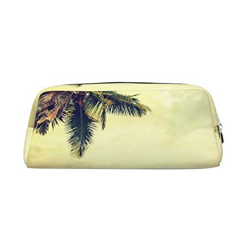 JCAKES Palm Tree Rocky Shore Leder Federmäppchen Federtasche für Mädchen Mäppchen Jungen Klein Federmäppchen Personalisiert Federmäppchen Aufbewahrungstasche Kosmetiktasche, silber, Einheitsgröße, von JCAKES