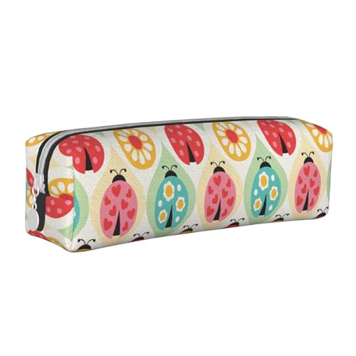 JCAKES Pazifik Ozean Wal Leder Federmäppchen Personalisierte Federtasche Mäppchen Federtasche für Mädchen Mäppchen Jungen Aufbewahrungstasche Kosmetiktasche Klein Federmäppchen, Marienkäfer von JCAKES