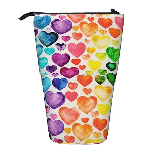 JCAKES Regenbogen Ananas Stehend Federmäppchen Niedliches Muster Federmäppchen - Erweiterbare Make-up-Tasche, Pop-Up Büro Schreibwaren Organizer, Kosmetiktasche, Daily Essentials Aufbewahrungstasche, von JCAKES