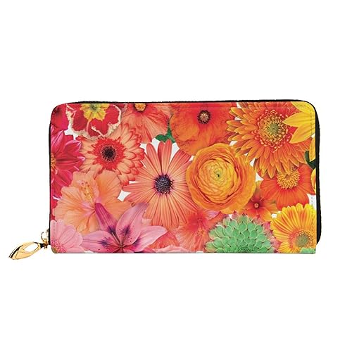 JCAKES Regenbogen Blumen Leder Geldbörsen für Männer Geldbörsen für Männer Reise Brieftasche Frauen Geldbörsen Brieftasche Kartenhalter, Schwarz , Einheitsgröße, Modern von JCAKES