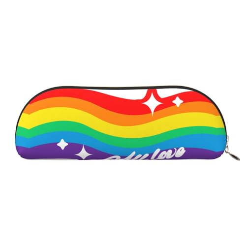 JCAKES Regenbogen Flagge Leder Federmäppchen Mäppchen für Mädchen Mäppchen Jungen Federtaschen Kleine Bleistiftbox Personalisierte Federmäppchen Kosmetiktaschen, gold, Einheitsgröße, Taschen-Organizer von JCAKES