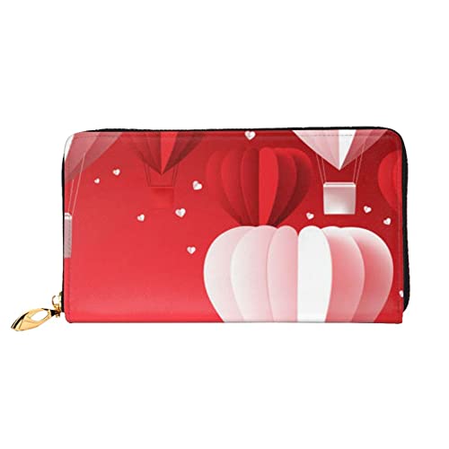 JCAKES Romantische Herz Ballon Leder Brieftaschen für Männer Brieftaschen für Männer Reise Brieftasche Frauen Geldbörsen Brieftasche Kartenhalter, Schwarz , Einheitsgröße, Modern von JCAKES