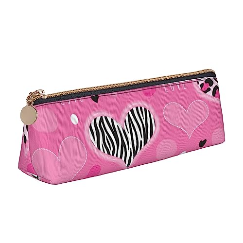 JCAKES Rosa Liebe Herz Leder Dreieck Bleistift Fall Dreieck Leder Schreibwaren Organizer Bleistift Fällen Aufbewahrungstasche Kosmetiktasche, weiß, Einheitsgröße, Taschen-Organizer von JCAKES