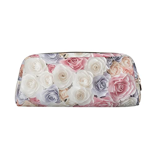 JCAKES Rose Blume Floral Leder Federmäppchen Federtasche für Mädchen Federmäppchen Jungen Klein Federmäppchen Personalisierte Federmäppchen Aufbewahrungstasche Kosmetiktasche, gold, Einheitsgröße, von JCAKES